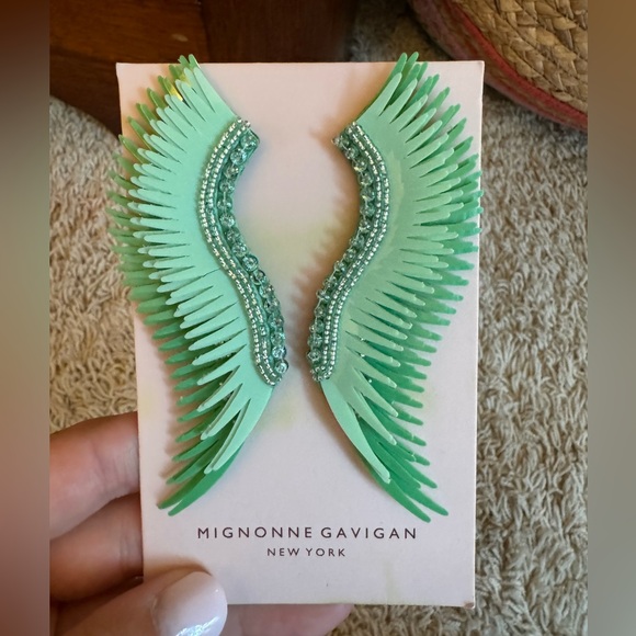 MIGNONNE GAVIGAN MADELINE LONG GREEN EARRINGS - Picture 2 of 2